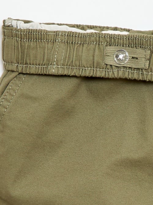 Bermuda chino liso com cordões de ajuste - Kiabi