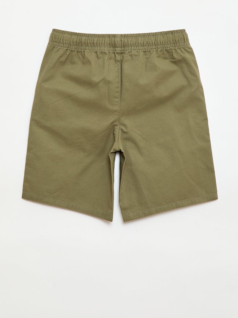 Bermuda chino liso com cordões de ajuste Verde - Kiabi