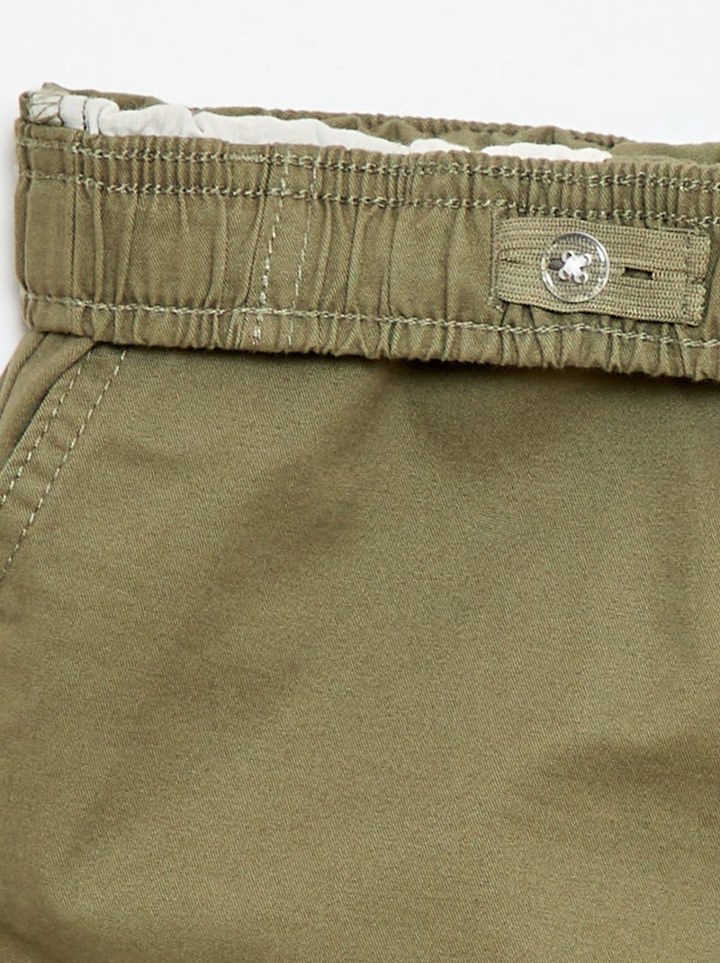 Bermuda chino liso com cordões de ajuste Verde - Kiabi