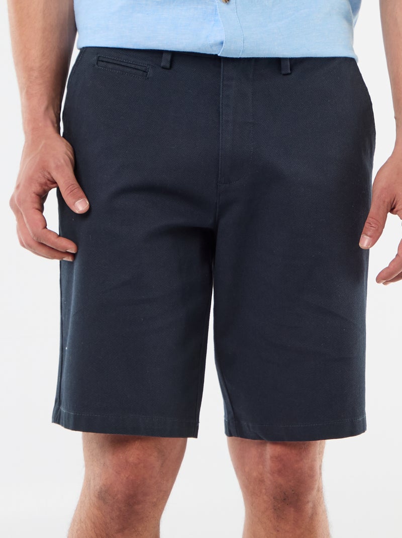 Bermuda chino liso em dobby Azul - Kiabi