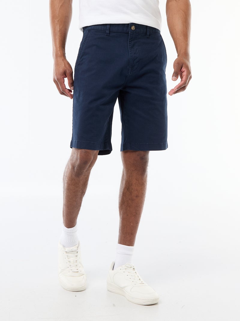 Bermuda chino liso em sarja Azul - Kiabi