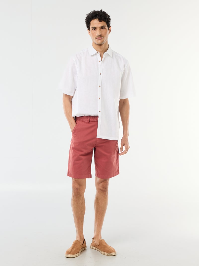 Bermuda chino liso em sarja Rosa - Kiabi