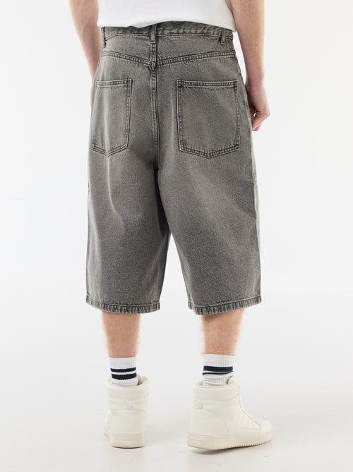 Bermuda comprido de ganga em algodão - Kiabi