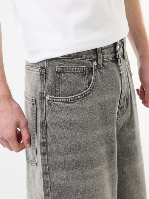 Bermuda comprido de ganga em algodão - Kiabi