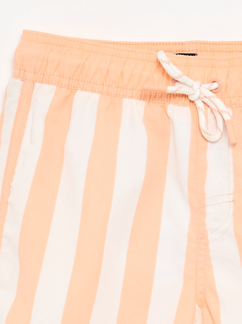 Bermuda de banho às riscas Laranja - Kiabi