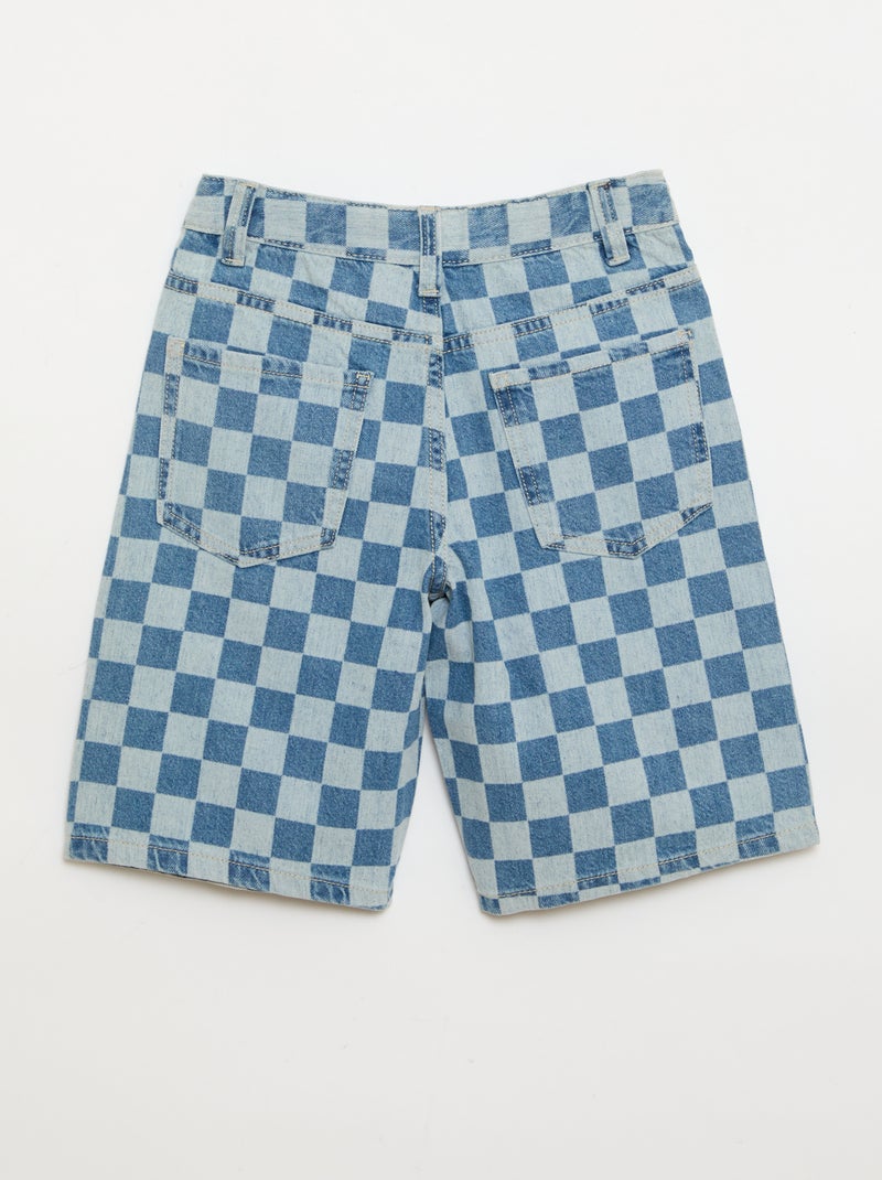 Bermuda de calças de ganga aos quadrados Azul - Kiabi