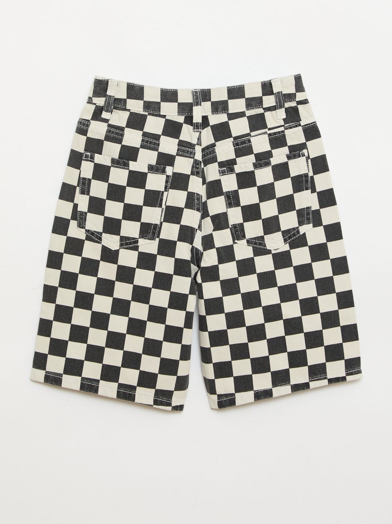 Bermuda de calças de ganga aos quadrados Preto - Kiabi