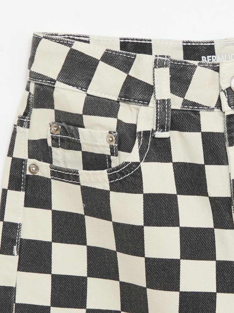 Bermuda de calças de ganga aos quadrados Preto - Kiabi