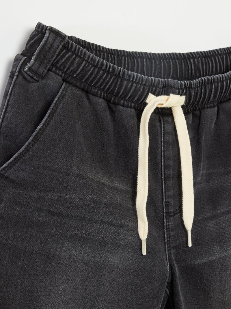 Bermuda de ganga - coleção fácil de vestir PRETO - Kiabi