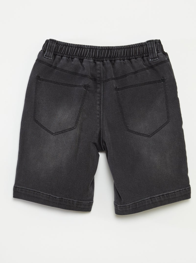 Bermuda de ganga - coleção fácil de vestir PRETO - Kiabi