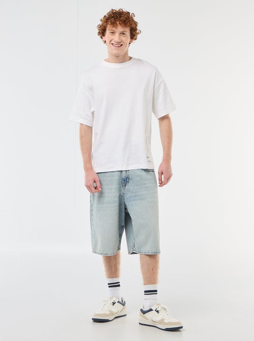 Bermuda de ganga baggy em algodão - Kiabi