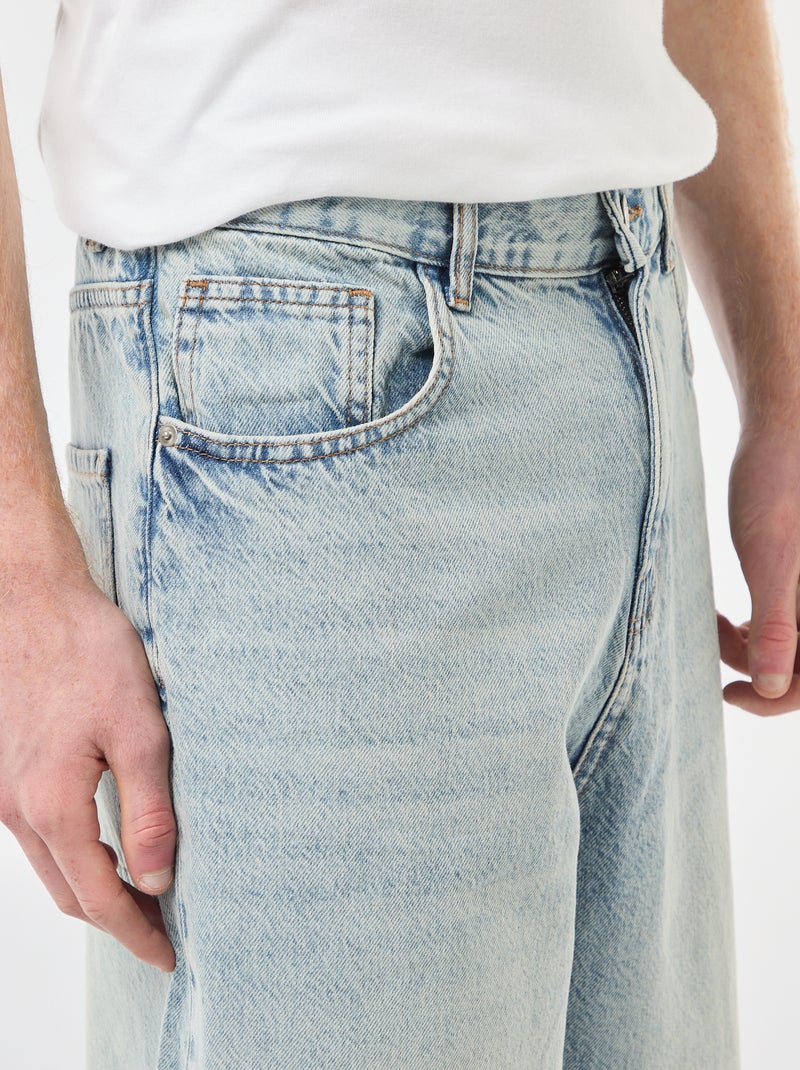 Bermuda de ganga baggy em algodão Azul - Kiabi