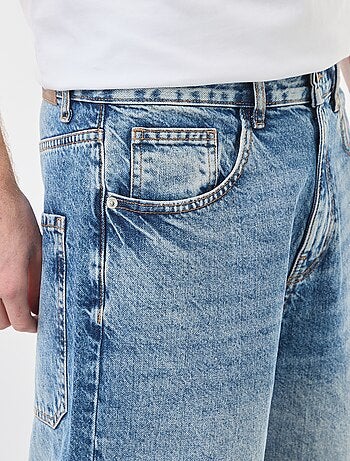 Bermuda de ganga baggy em algodão