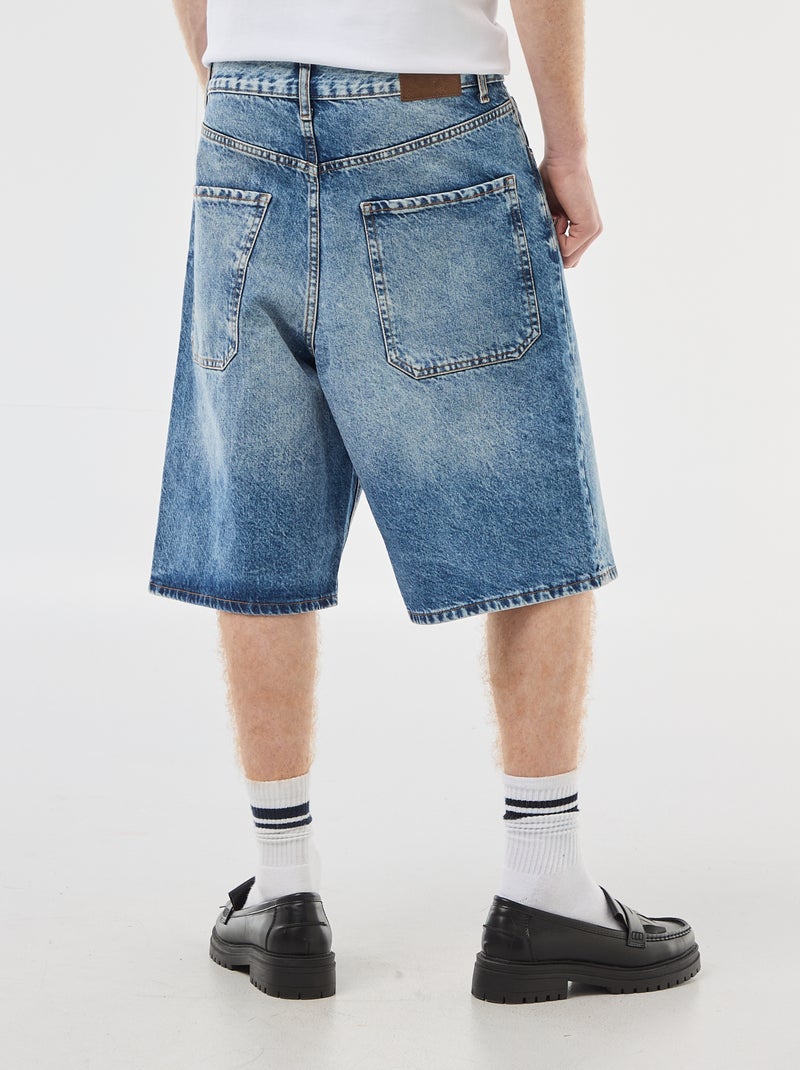 Bermuda de ganga baggy em algodão Azul - Kiabi