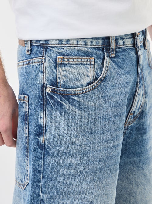 Bermuda de ganga baggy em algodão - Kiabi