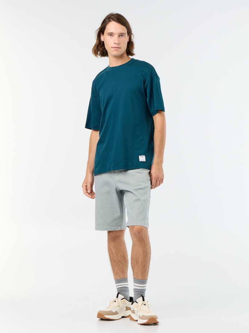 Bermuda de ganga com 5 bolsos Verde - Kiabi
