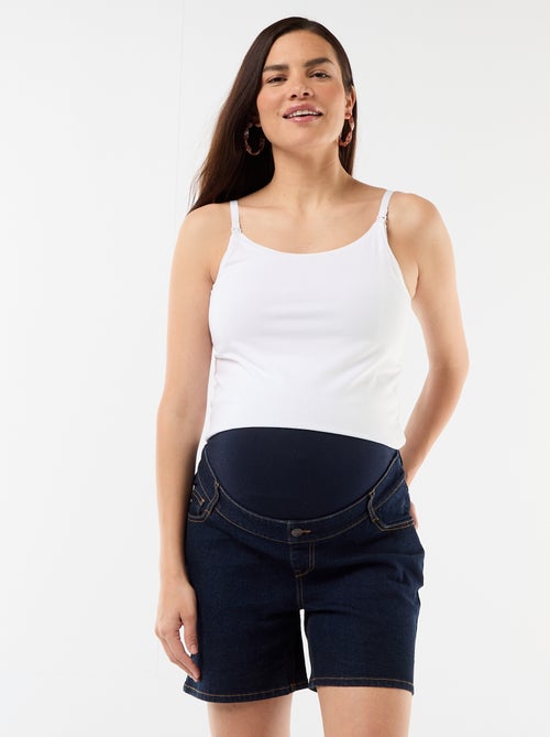 Bermuda de ganga de cintura alta de maternidade - Kiabi
