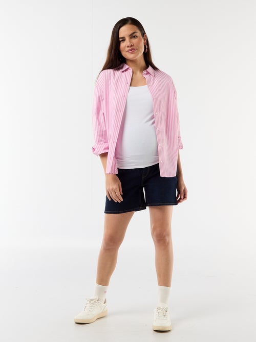 Bermuda de ganga de cintura alta de maternidade - Kiabi