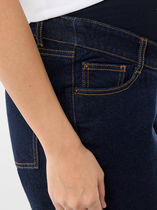 Bermuda de ganga de cintura alta de maternidade - Kiabi