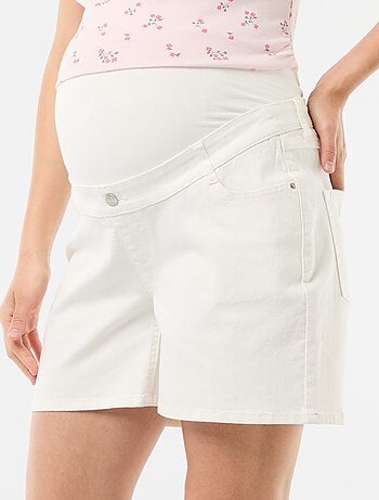 Bermuda de ganga de cintura alta de maternidade