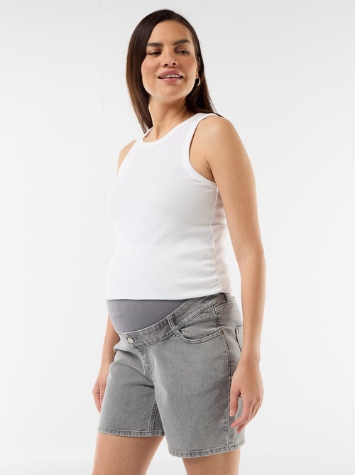 Bermuda de ganga de cintura alta de maternidade - Kiabi