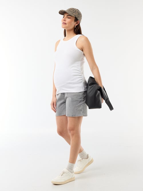 Bermuda de ganga de cintura alta de maternidade - Kiabi