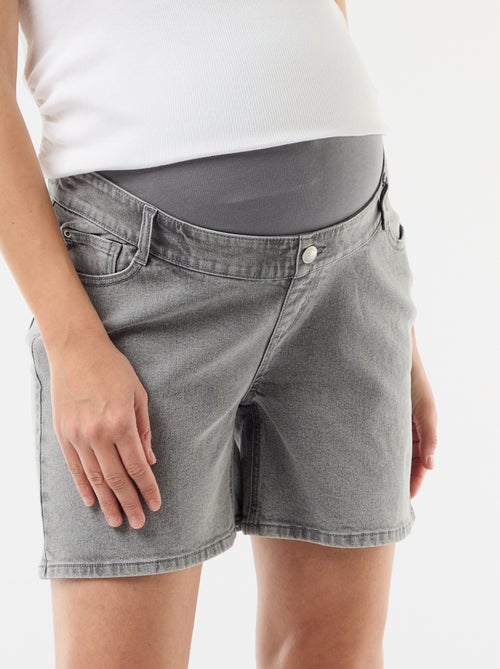 Bermuda de ganga de cintura alta de maternidade - Kiabi