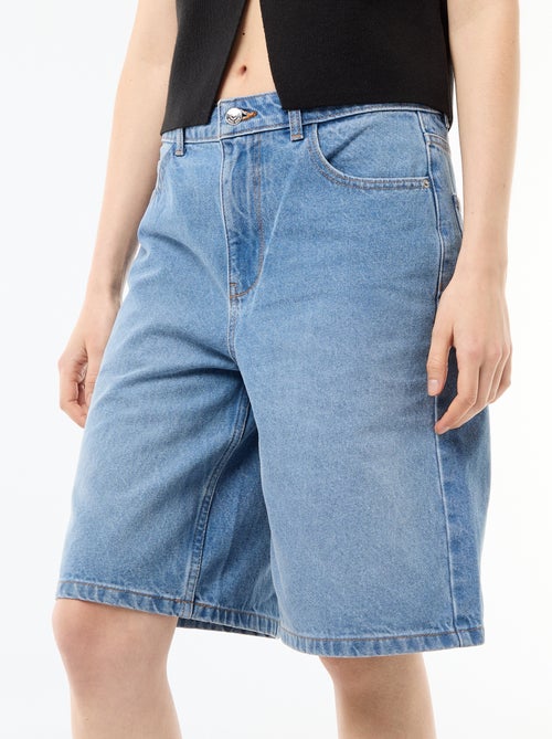 Bermuda de ganga de cintura subida - Kiabi