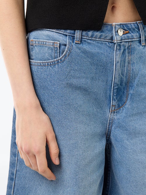 Bermuda de ganga de cintura subida - Kiabi