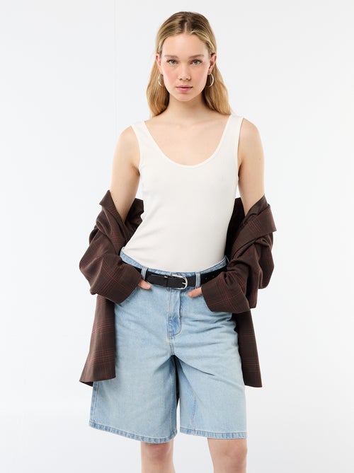 Bermuda de ganga de cintura subida - Kiabi