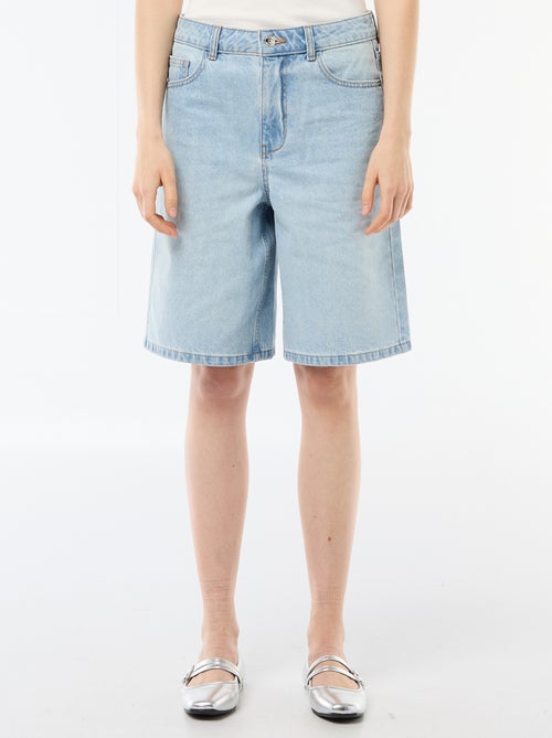 Bermuda de ganga de cintura subida - Kiabi