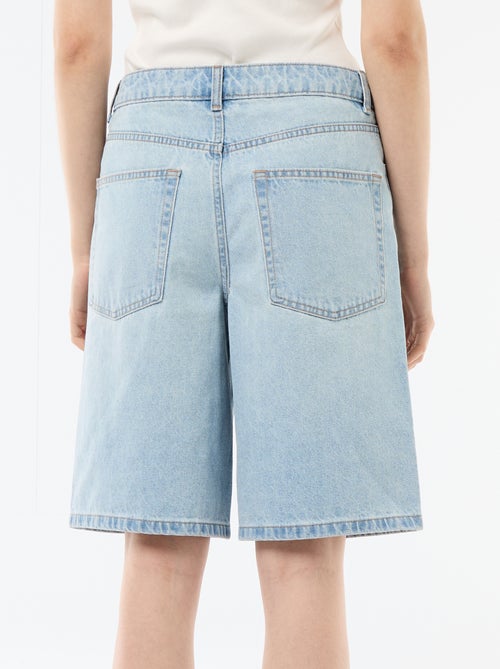 Bermuda de ganga de cintura subida - Kiabi