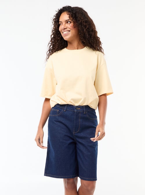 Bermuda de ganga de cintura subida - Kiabi