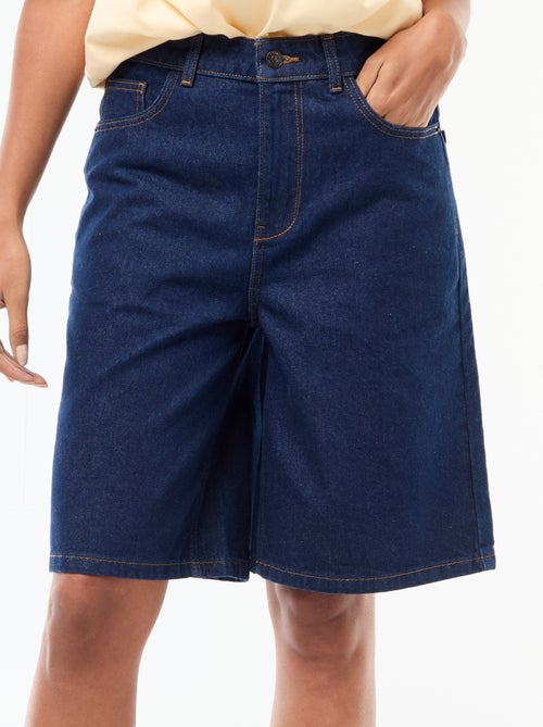 Bermuda de ganga de cintura subida - Kiabi