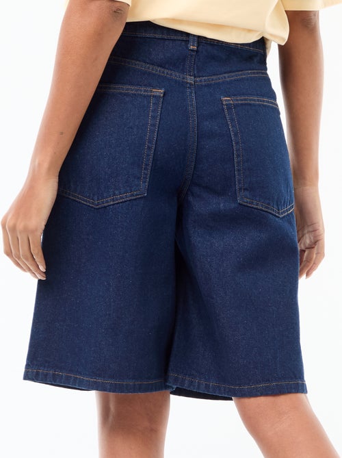 Bermuda de ganga de cintura subida - Kiabi