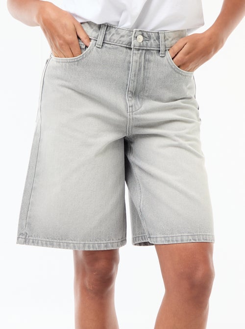 Bermuda de ganga de cintura subida - Kiabi