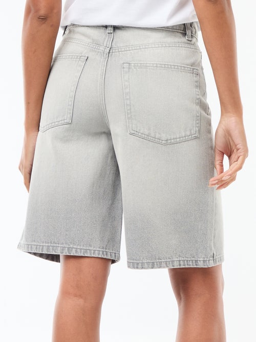 Bermuda de ganga de cintura subida - Kiabi