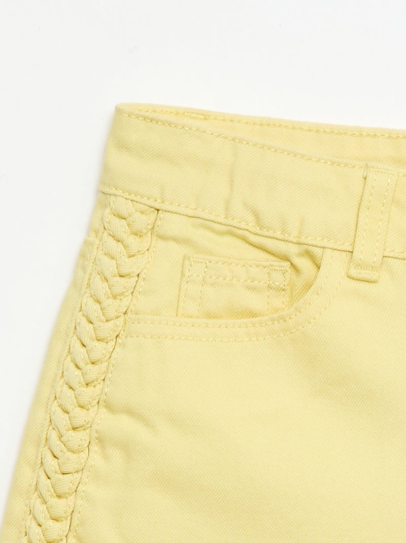 Bermuda de ganga lisa com 5 bolsos Amarelo - Kiabi