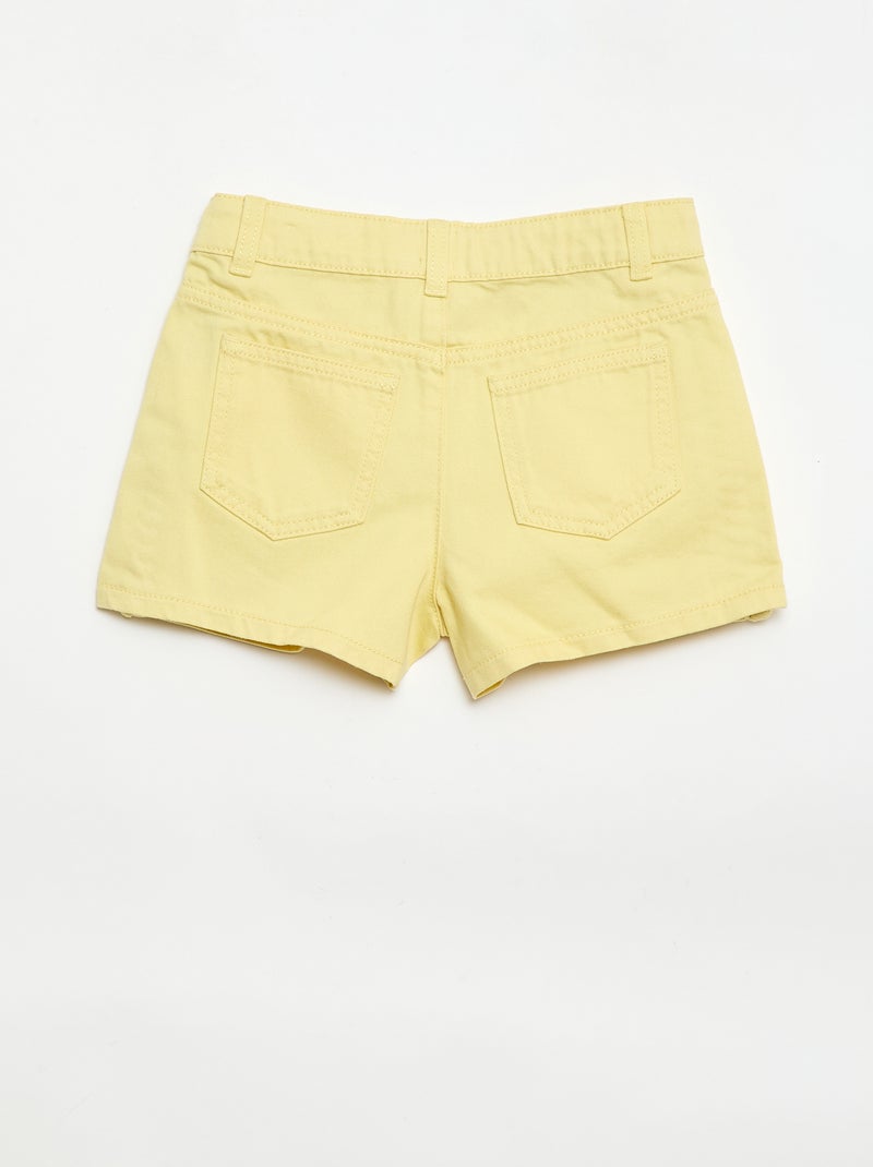 Bermuda de ganga lisa com 5 bolsos Amarelo - Kiabi