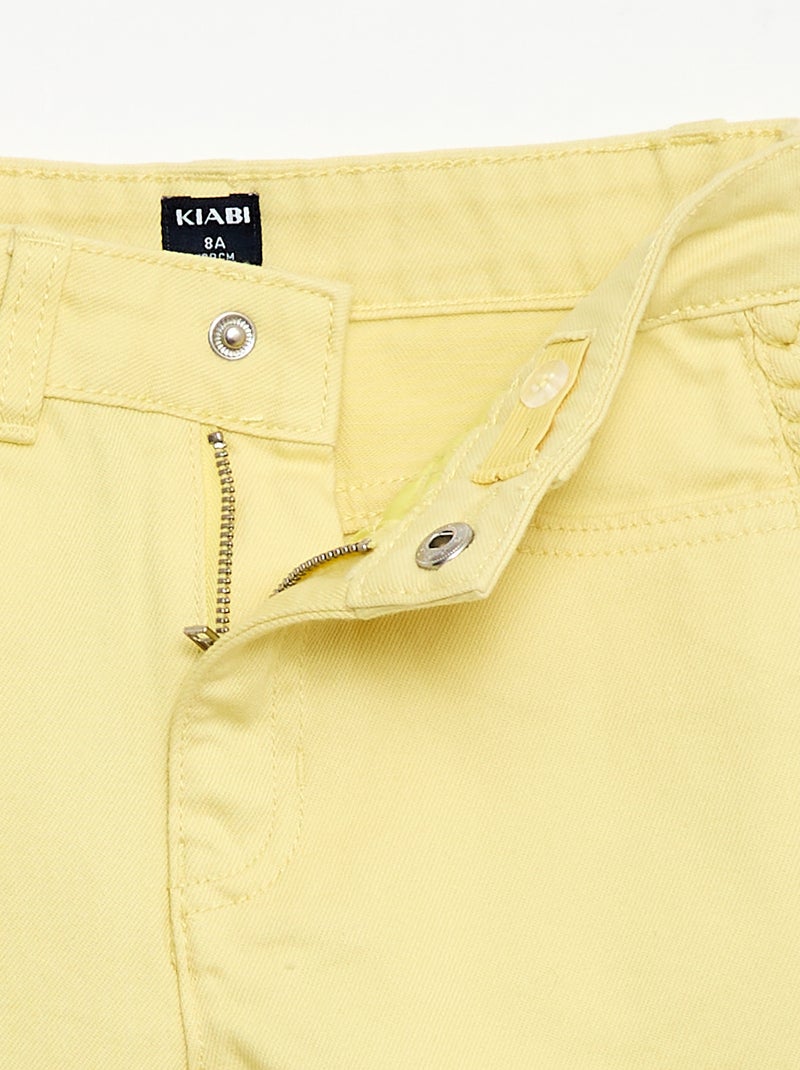 Bermuda de ganga lisa com 5 bolsos Amarelo - Kiabi