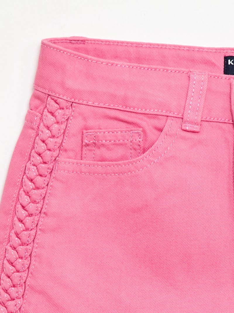 Bermuda de ganga lisa com 5 bolsos Rosa - Kiabi