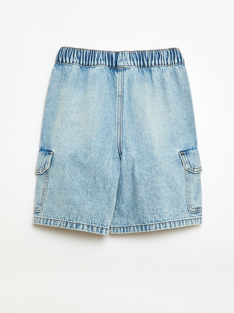 Bermuda de ganga multibolsos Azul - Kiabi