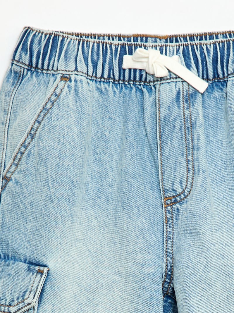 Bermuda de ganga multibolsos Azul - Kiabi