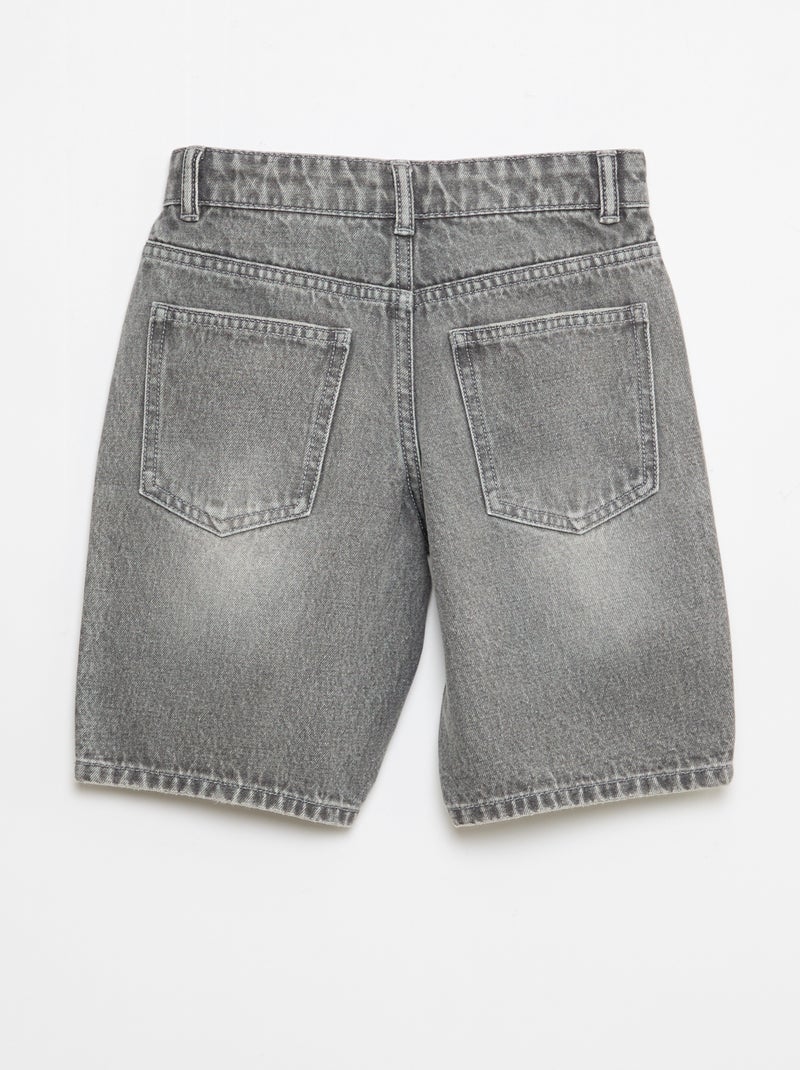 Bermuda de ganga slim fit stretch em algodão Cinza - Kiabi