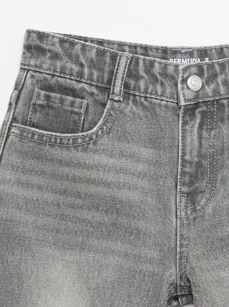 Bermuda de ganga slim fit stretch em algodão Cinza - Kiabi