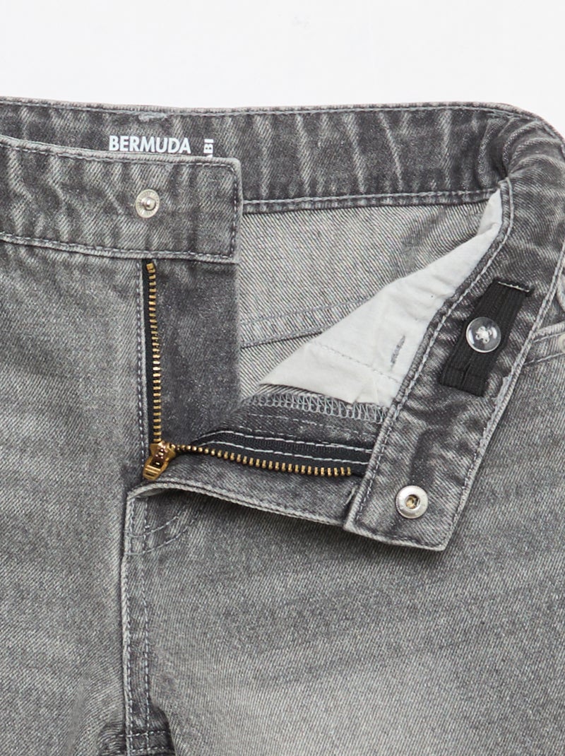 Bermuda de ganga slim fit stretch em algodão Cinza - Kiabi