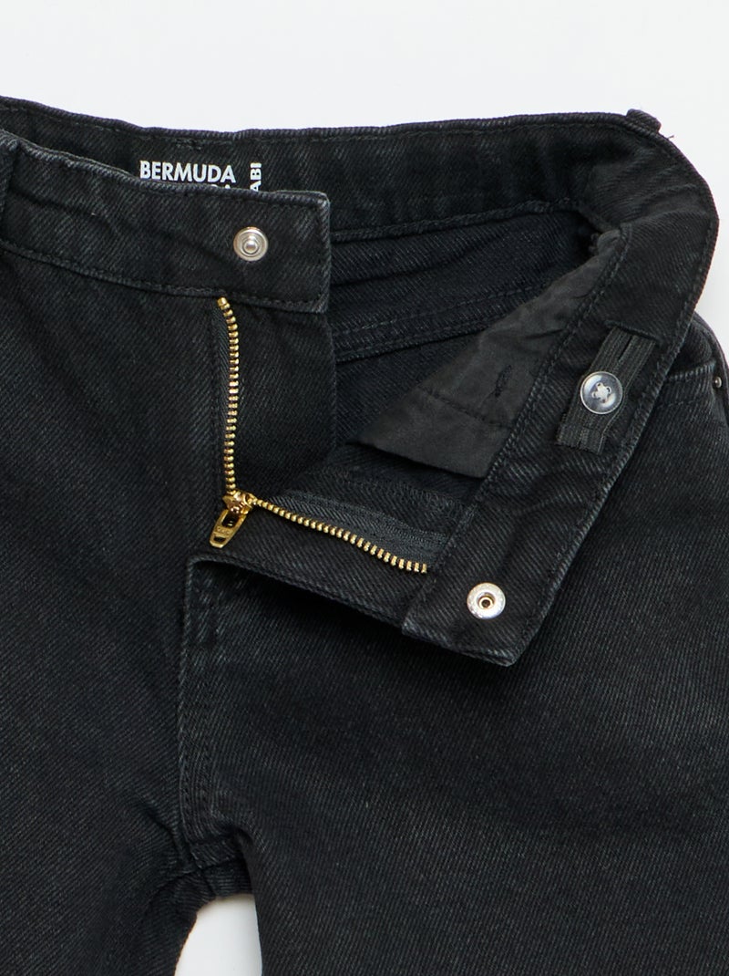 Bermuda de ganga slim fit stretch em algodão Preto - Kiabi
