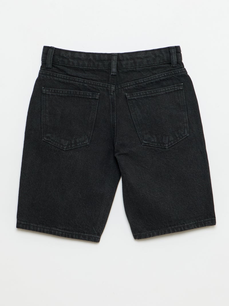 Bermuda de ganga slim fit stretch em algodão Preto - Kiabi