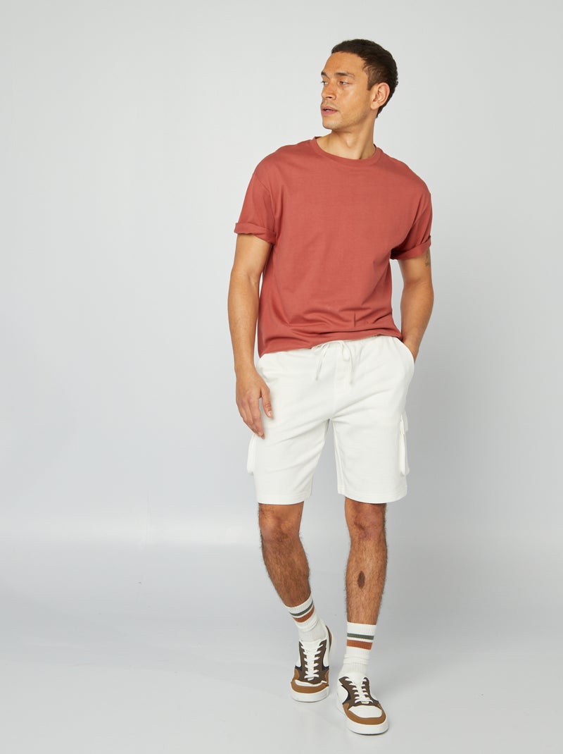 Bermuda de moletom leve com múltiplos bolsos BRANCO - Kiabi