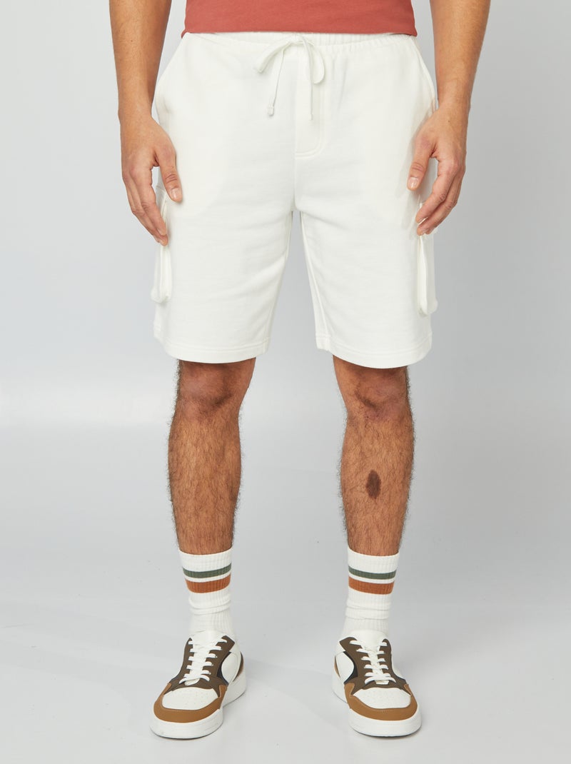 Bermuda de moletom leve com múltiplos bolsos BRANCO - Kiabi